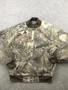 Vintage Realtree Jacket Mens Large Camo Quilted Snap Front Bomber Hunting Field